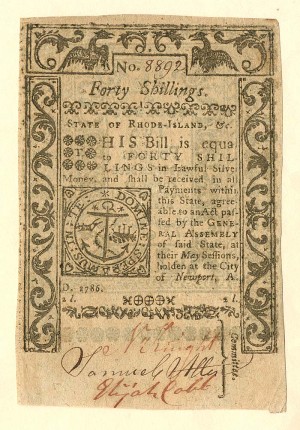 Colonial Currency - FR RI-300 - May 1786 - Paper Money